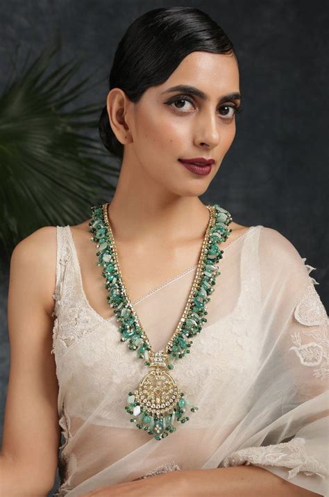 Buy Green Gold Plated Kundan Necklace Kundan And Green Beads Online In India Etsy Kundan