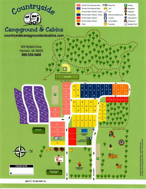 Campground Map For Countryside Campground And Cabins Countryside