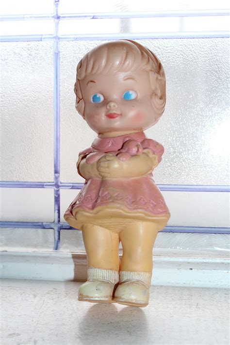 vintage squeaker toy rubber doll circa 1967