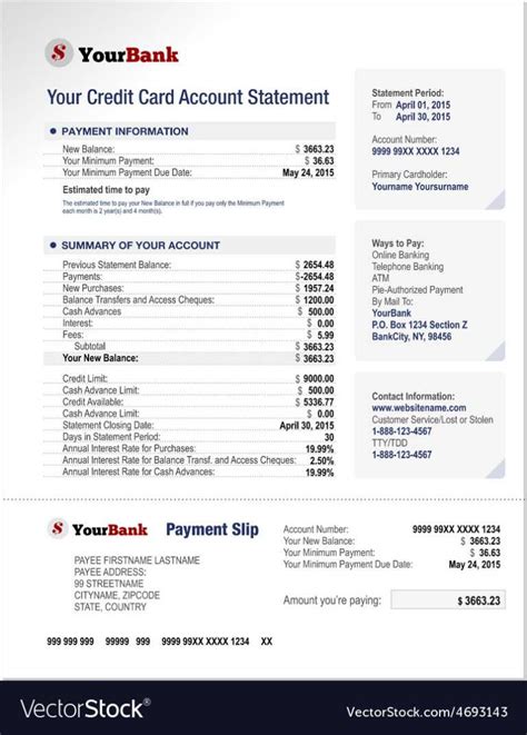 Credit Card Statement Template Business Professional Templates