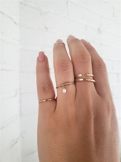 Dainty Pearl Ring Pearl Ring Rose Gold Tiny Pearl Ring Gold Pearl