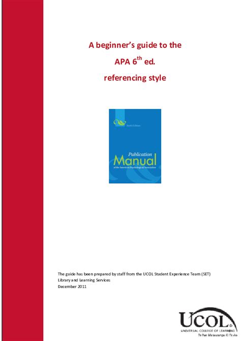Apa 6th Edition Pdf In Subsequent Citations Only Use The First