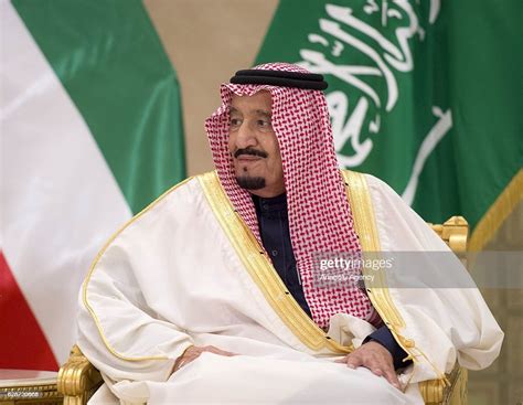 Saudi Arabias King Salman Bin Abdulaziz Al Saud Is Seen During A