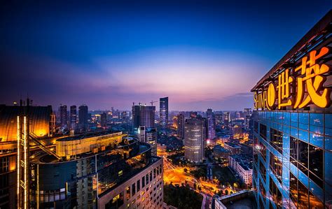 High Rise Buildings Urban City Night Shanghai Hd Wallpaper