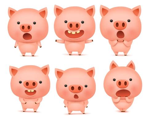 Cute Pink Pigs Vector Set 01 Free Download