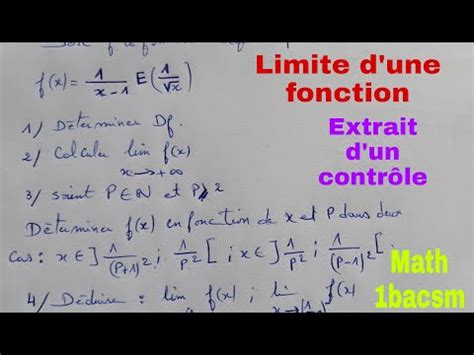 Limite Dune Fonction Math De Bacsm Youtube