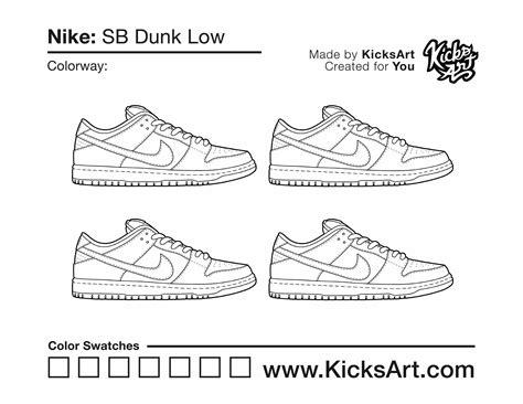 Nike Sb Dunk Low Sneaker Coloring Pages Created By Kicksart Nike Sb
