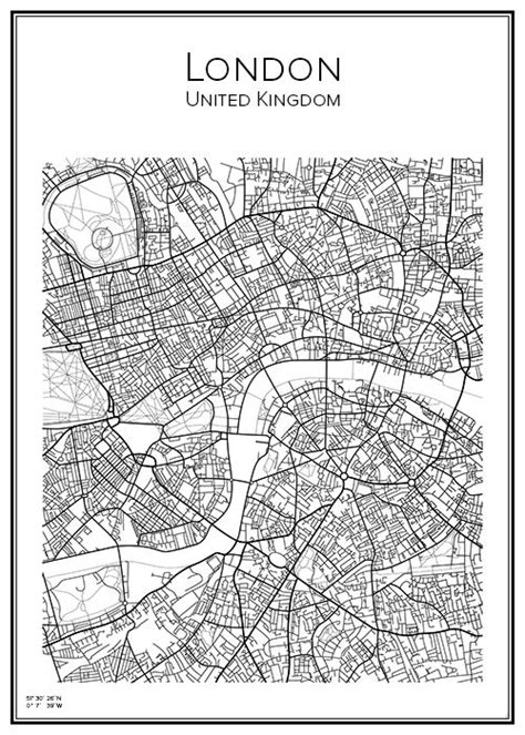 Minimal london map poster the quality this is a high quality print as an ultrachrome epson k3© ink technology and the finest enhanced matte photo paper is used for this poster. London | Map, Handritat, Affisch