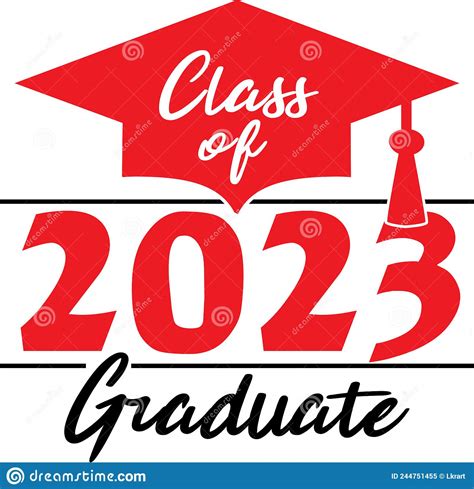 Red And Black Class Of 2023 Graduate Stacked Graphic Stock Vector