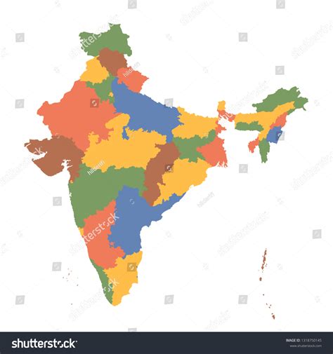 India Map Regions Vector Flat Illustration Stockvektor Royaltyfri