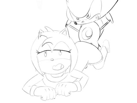Rule 34 Amy Rose Black And White Female Female Focus Male Male Female Metal Sonic Rings Sonic