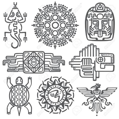 Ancient Mexican Vector Mythology Symbols American Aztec Mayan