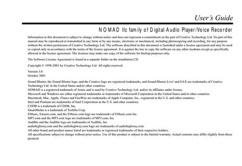 Creative Nomad Iic 32mb Mp3 Player User Manual Manualslib