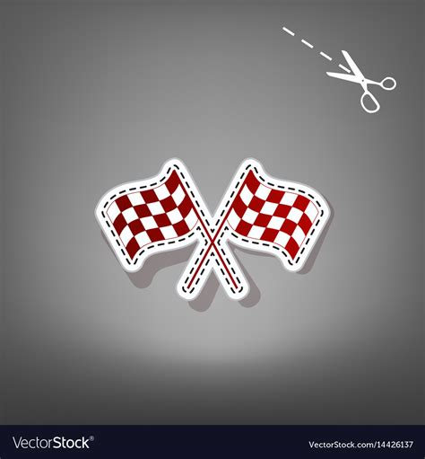 Crossed Checkered Flags Logo Waving In Wind Vector Image