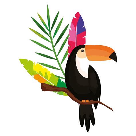 Toucan With Exotic Feathers And Tropical Leaf 1905146 Vector Art At