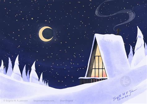 Winter Cabin Birgitte M R Johnsen Illustration And Design