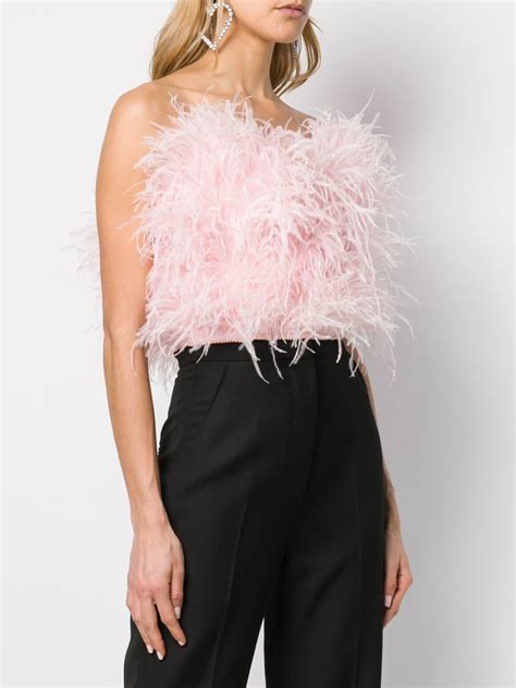 The Attico Cotton Strapless Feather Top In Pink Lyst