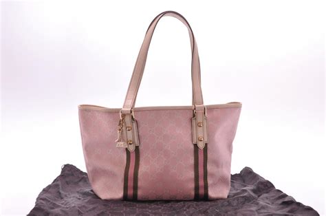 Gucci Sherry Line Gg Canvas Tote Bag Pink Green Auth Th347 Ebay