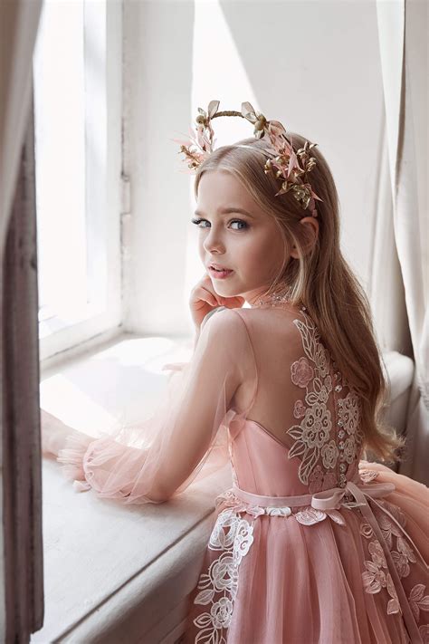 Flower Girl Dresses 3100 Pink Princess Dress Long Sleeves In 2021 Blush Flower Girl Dresses