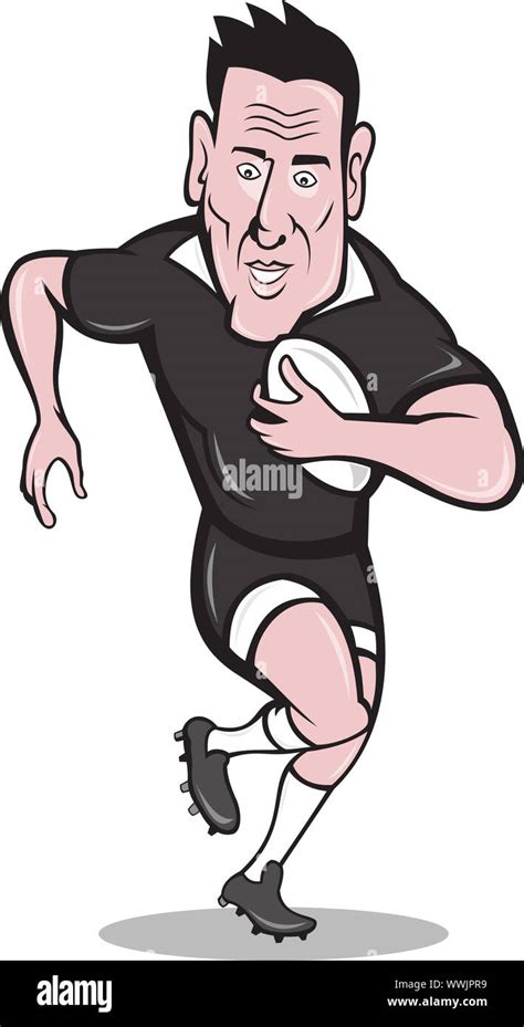 Vector Illustration Cartoon Rugby Player High Resolution Stock