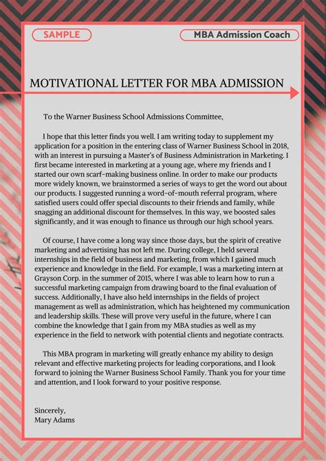 motivation letter  mba admission sample