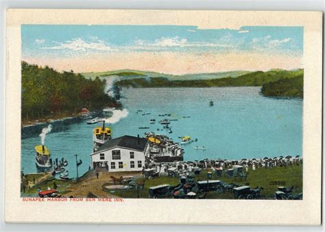 Vintage New Hampshire Postcard Fold Out Folder Lake Sunapee White