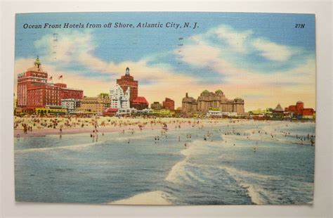 Vintage Atlantic City Nj Postcard Linen Color Postcard Ocean Front