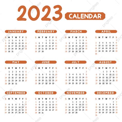 2023 Calendar Planner Vector Design Images 2023 Orange Calendar 2023