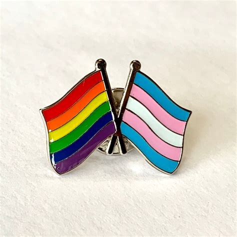 The Lgbtq Transgender Rainbow Pride Double Flag Pin Badge Etsy