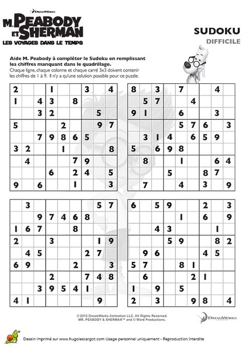 Coloriage Peabody Sudoku Difficile