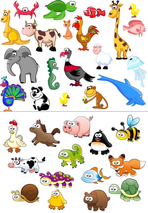 Funny Cartoon Animals Vector Cartoon Animals Pictures Clipart