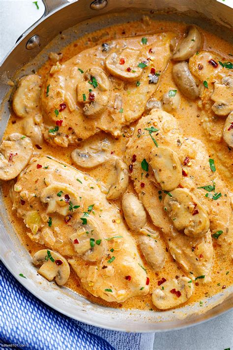 Creamy Garlic Parmesan Chicken Breasts﻿ Recipe With Mushrooms Chicken