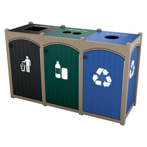 Dorset Topload Triple Recycling Station Trashcans Warehouse