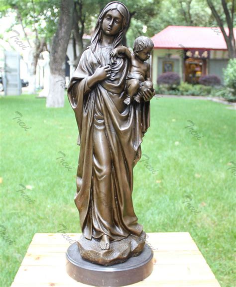 Large Virgin Mary Statue Madona With Baby Jesus Bronze Religious