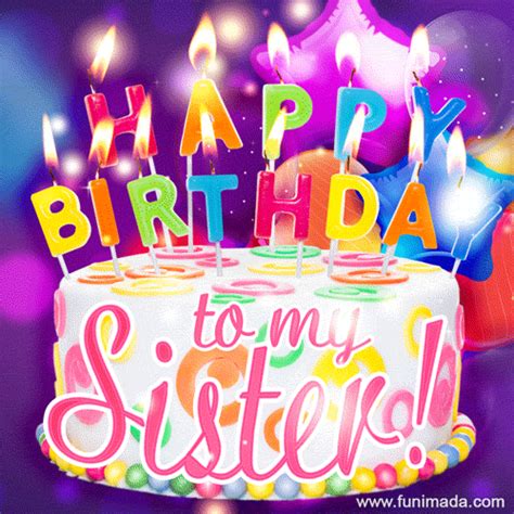 Happy Birthday To My Sister Colorful Birthday Cake — Download On