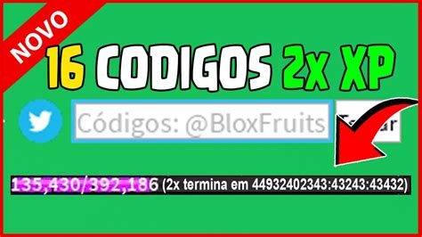 16 Novos Codigos De 2x Xp No Blox Fruits Code Blox Fruit Youtube