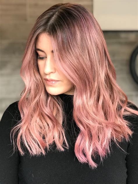 Dimensional Pink Balayage Lob Hair Lob Hairstyle Hair Balayage Lob