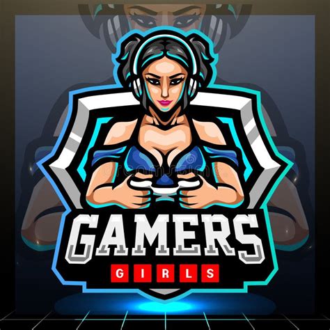 Gamer Girls Mascot Esport Logo Design Stock Vector Illustration Of