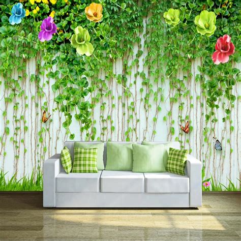 Beibehang High Definition Flower Rattan Wall 3d Tv Backdrop Custom