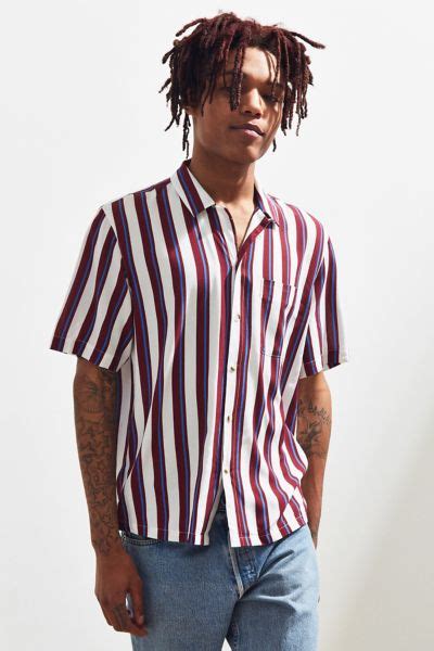 Also set sale alerts and shop exclusive offers only on shopstyle. UO Rayon Vertical Stripe Short Sleeve Button-Down Shirt ...