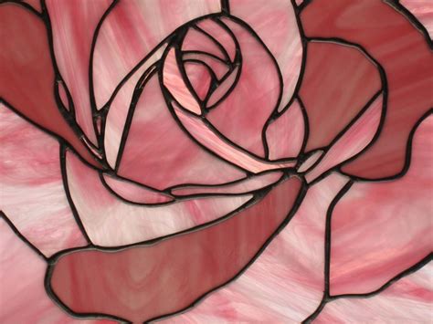 Pink Rose Stained Glass Panel By Nanantz On Etsy