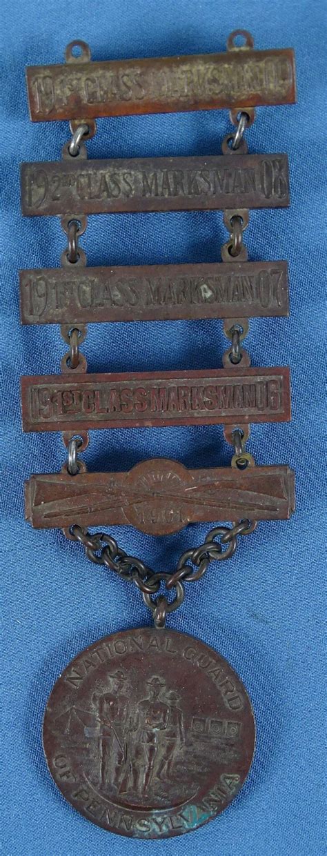 Pennsylvania National Guard Five Bar Marksmanship Medal 1901 1909