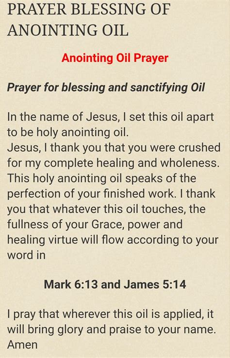 Prayer To Consecrate Anointing Oil Churchgistscom