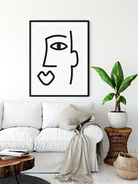 Abstract Face Picasso Line Drawing Print Abstract Art Print Etsy