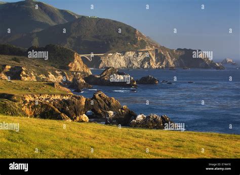 Classic View Of The Rugged Coastal Headlands Of Big Sur And The Bixby