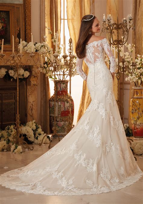 Mori Lee 5477 Fitted Lace Wedding Gown With Sleeve Hugely Reduced