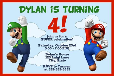 35 Super Mario Bros Invitations Template In 2020 Super Mario Birthday