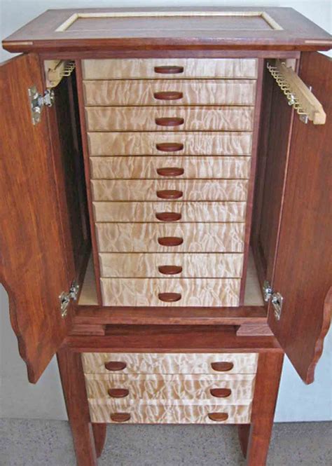 Necklace Holder Beautiful Handmade Armoire Jewelry Box Of Exotic Woods