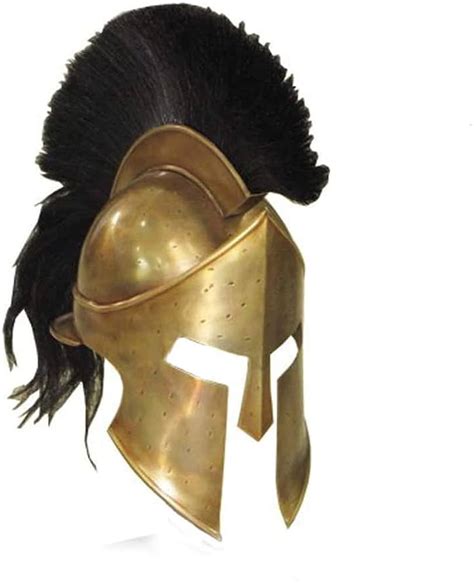 Medieval Armour Greek Spartan 300 Helmet Brass Antique Finish Crest
