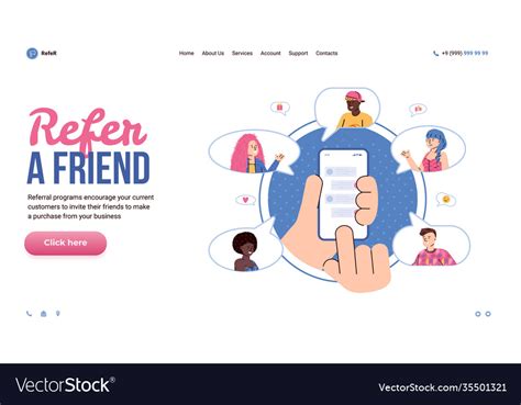 Refer A Friend Referral Marketing Web Banner Flat Vector Image